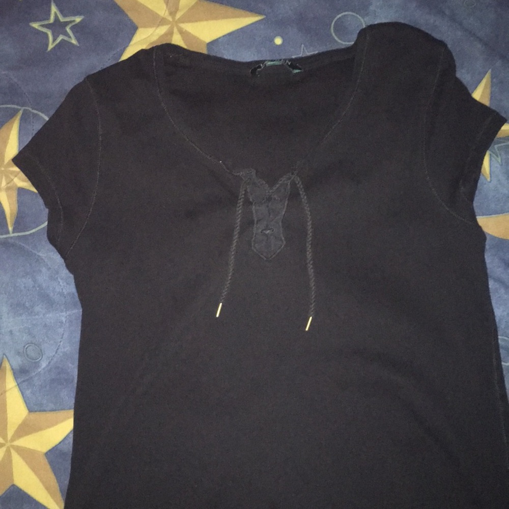 Black tie up shirt